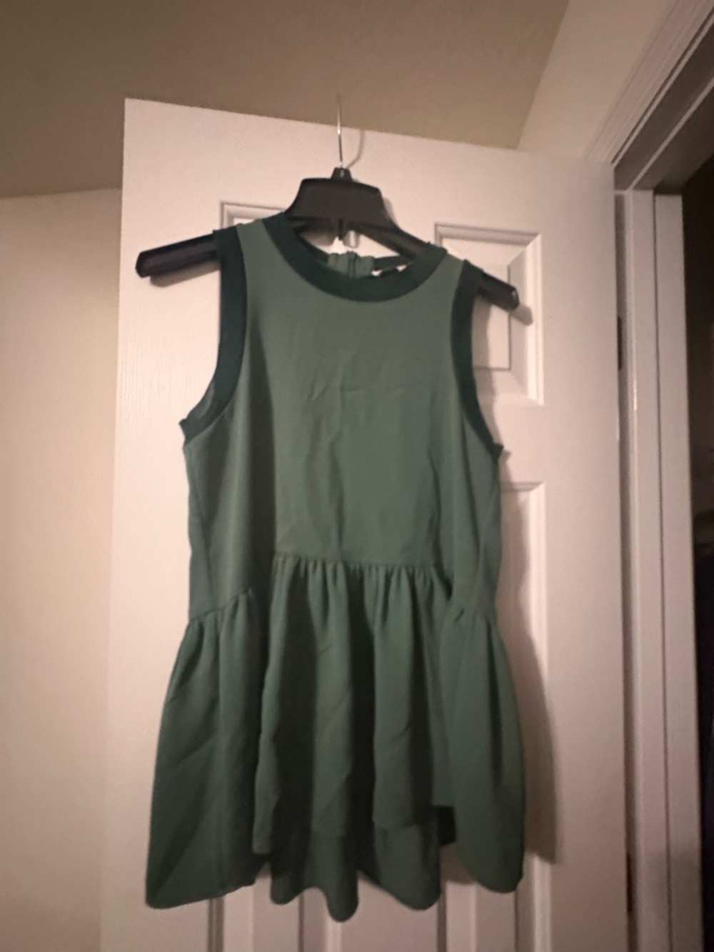 Tibi Dark Green Sleeveless Peplum Top
